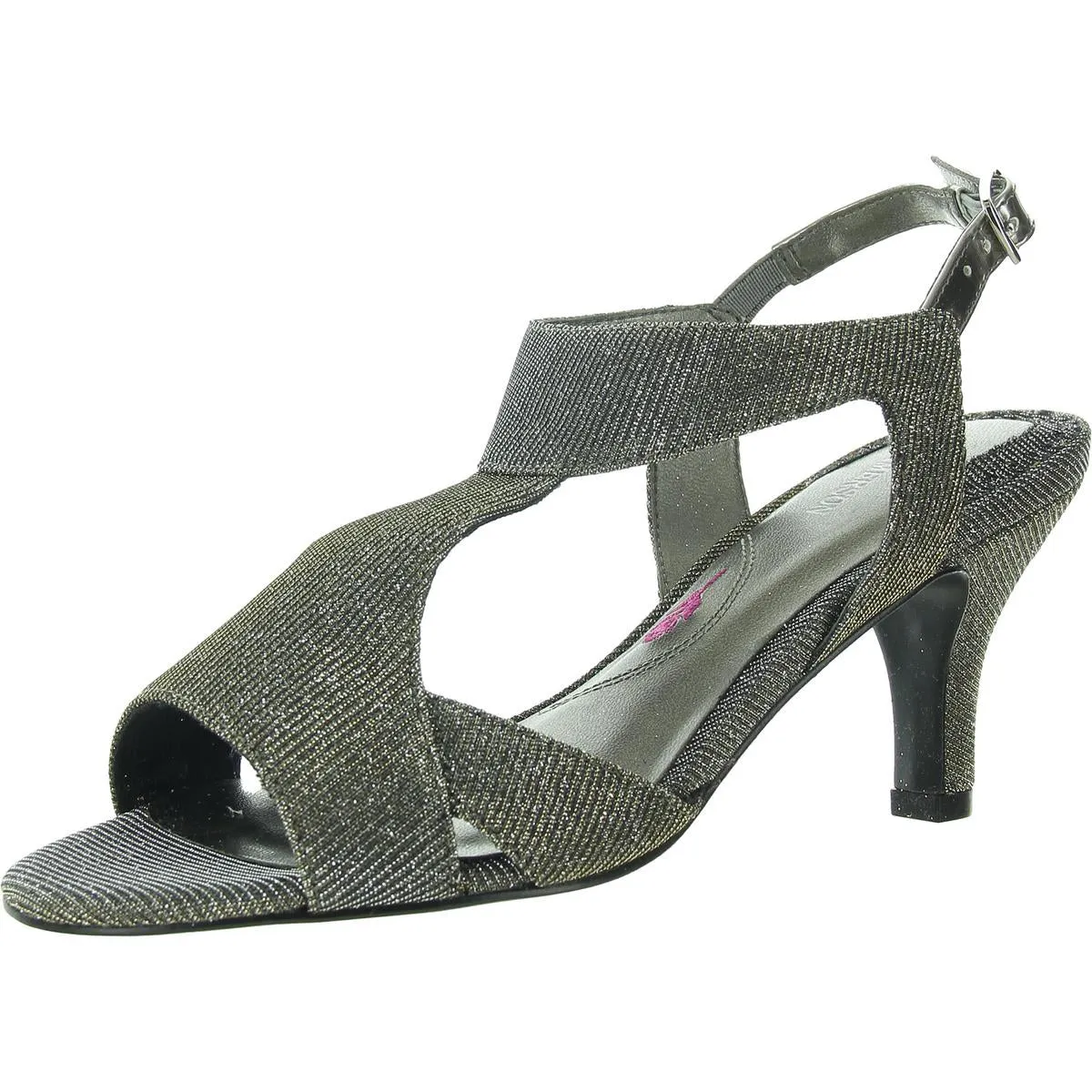 Lucky Womens Glitter T-Strap Heel Sandals