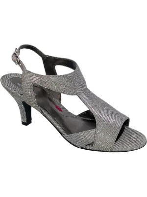 Lucky Womens Glitter T-Strap Heel Sandals