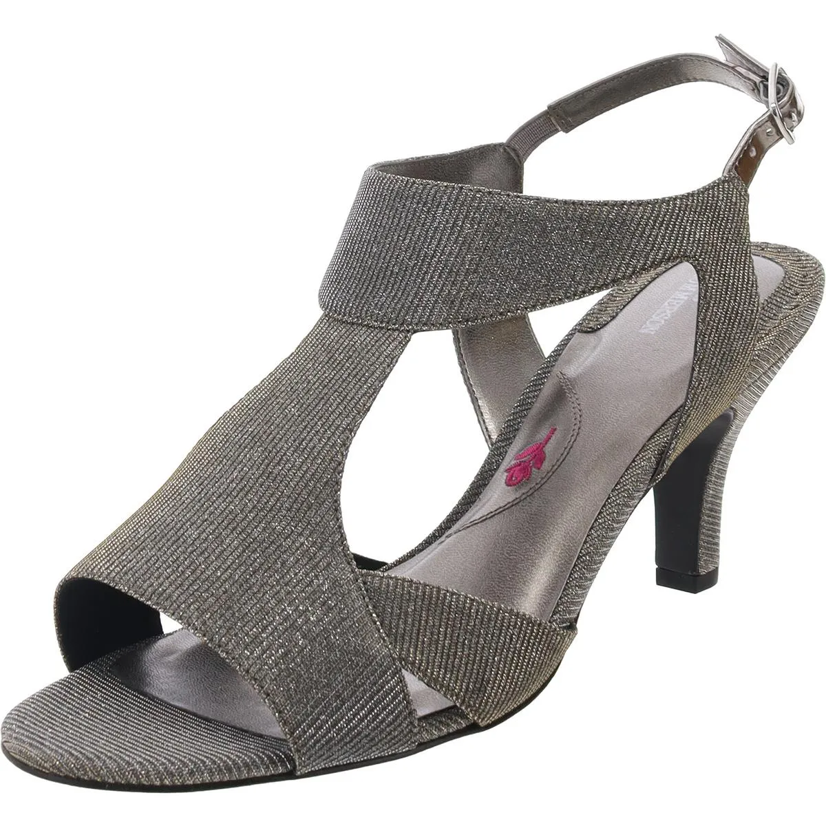 Lucky Womens Glitter T-Strap Heel Sandals