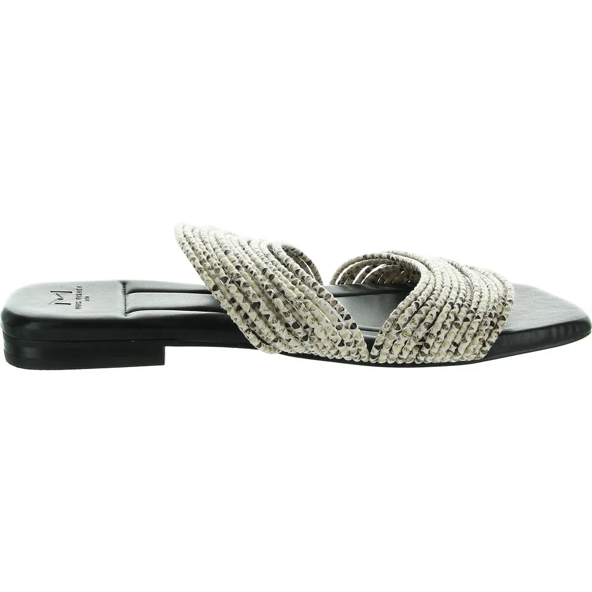 Maddie Womens Solid Faux Leather Slide Sandals