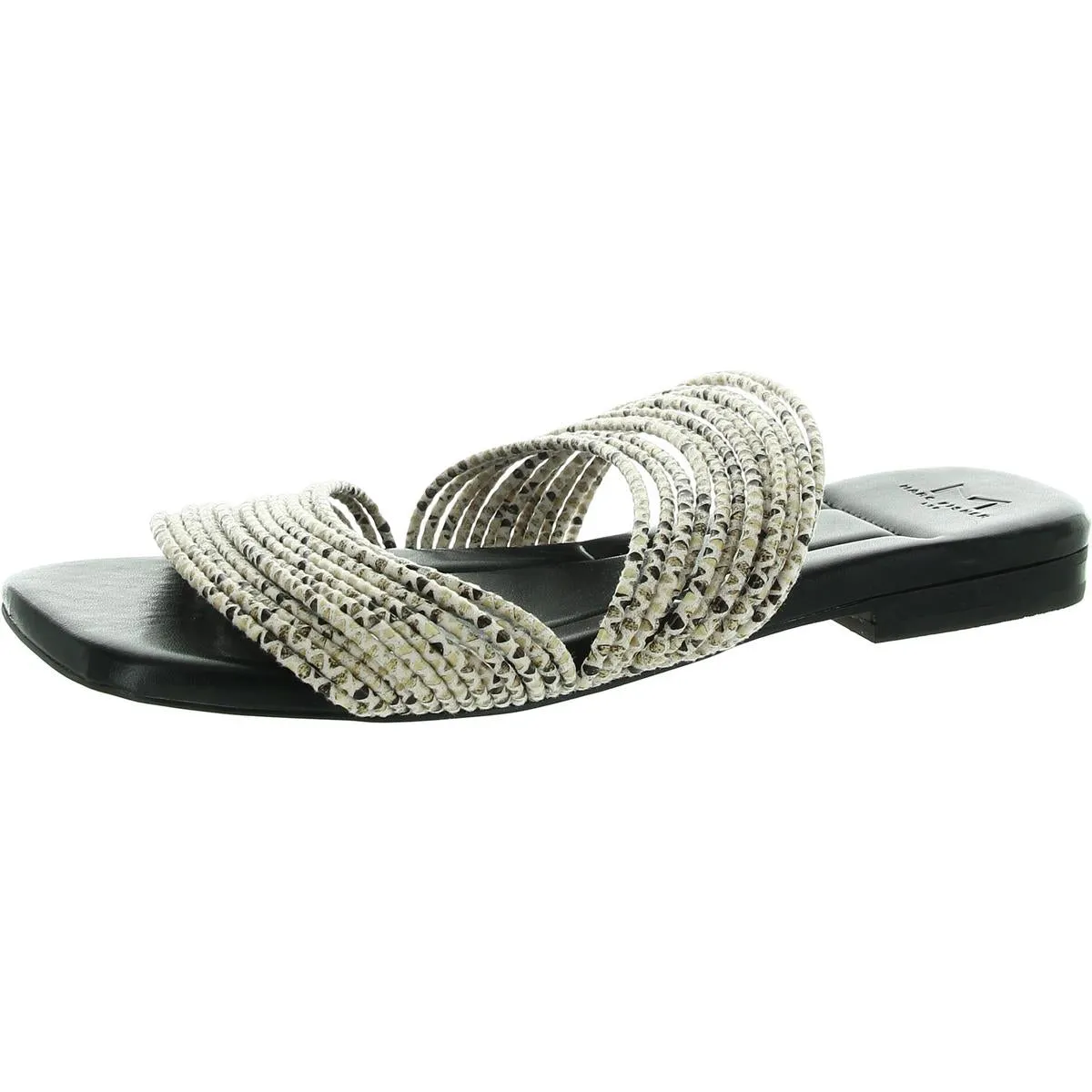 Maddie Womens Solid Faux Leather Slide Sandals