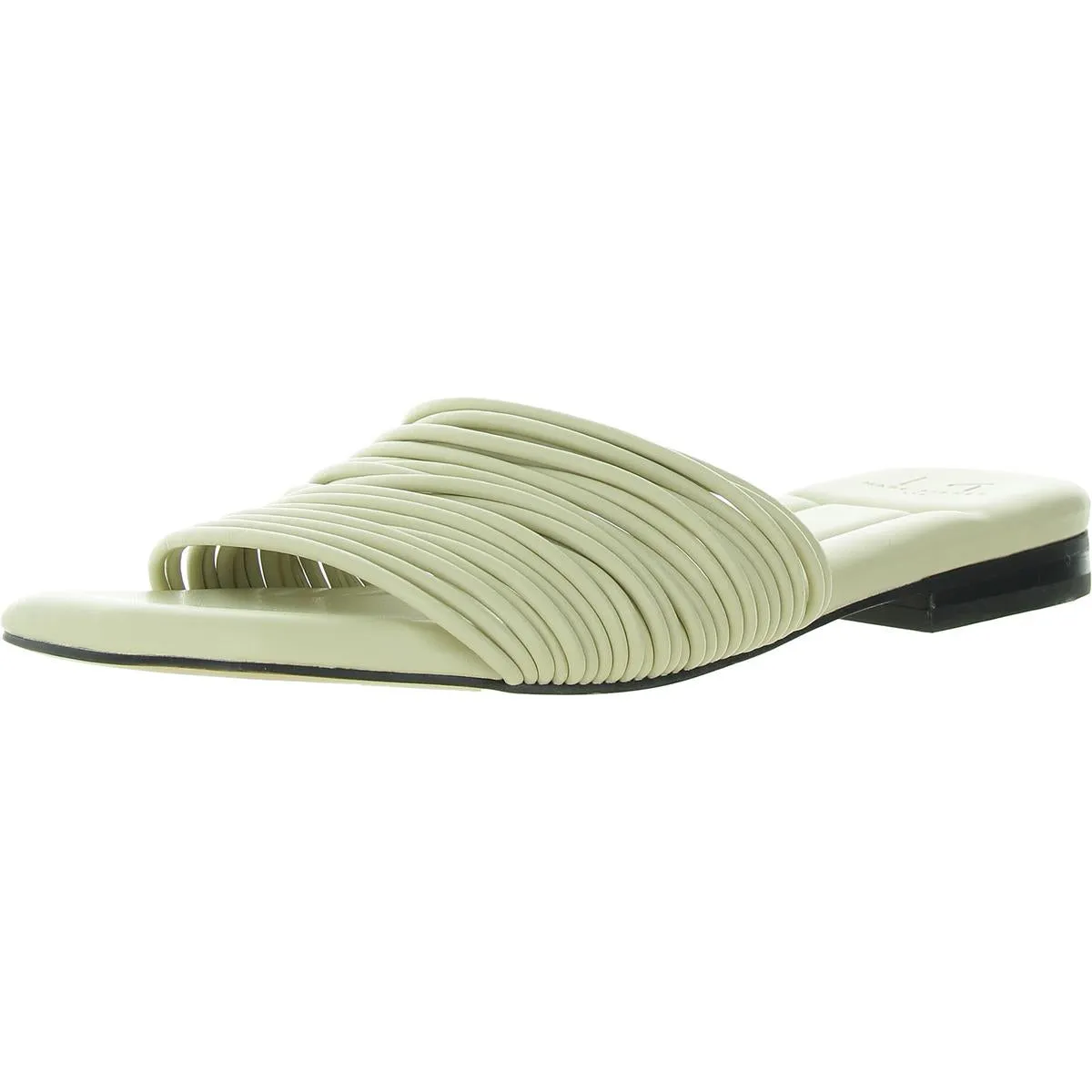 Maddie Womens Solid Faux Leather Slide Sandals