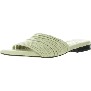 Maddie Womens Solid Faux Leather Slide Sandals