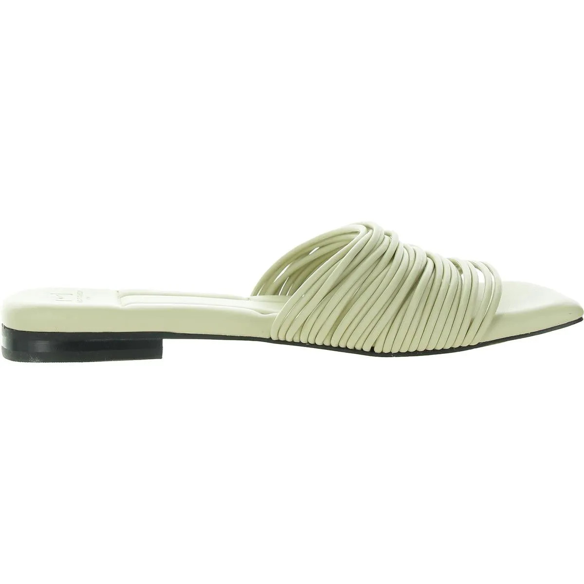 Maddie Womens Solid Faux Leather Slide Sandals