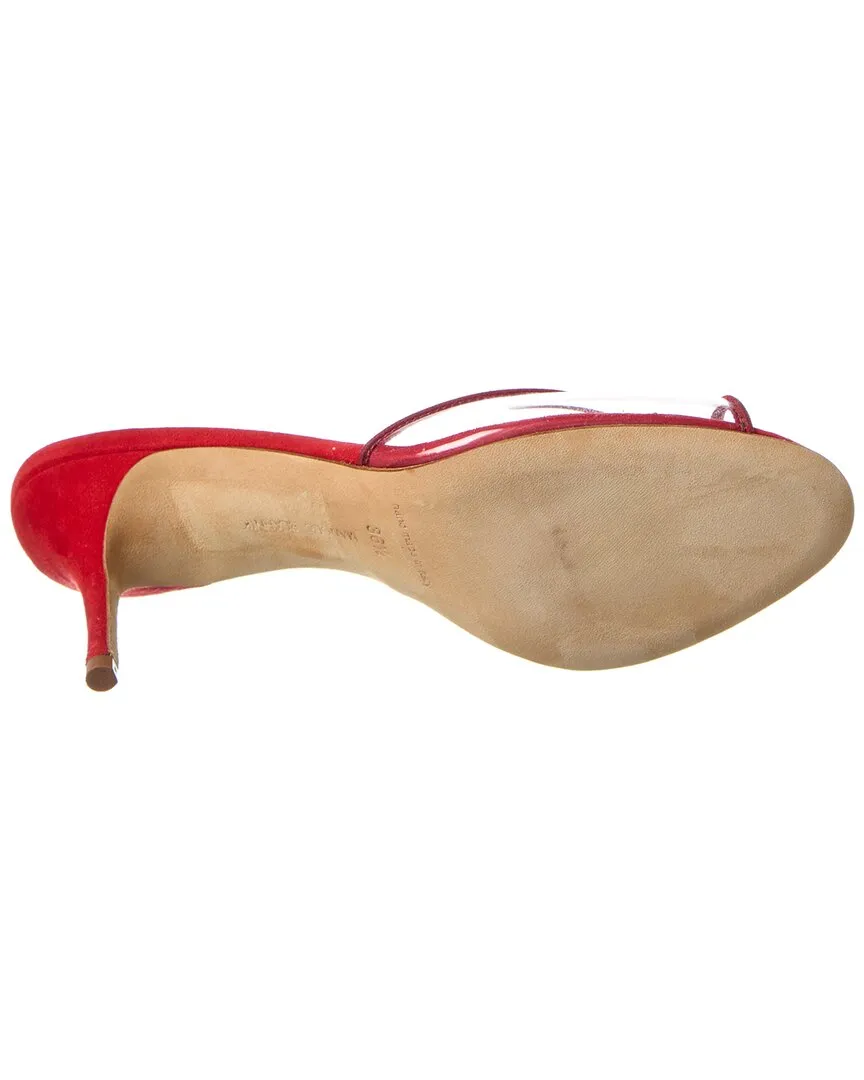 Manolo Blahnik Jadifa 70 Vinyl & Suede Sandal