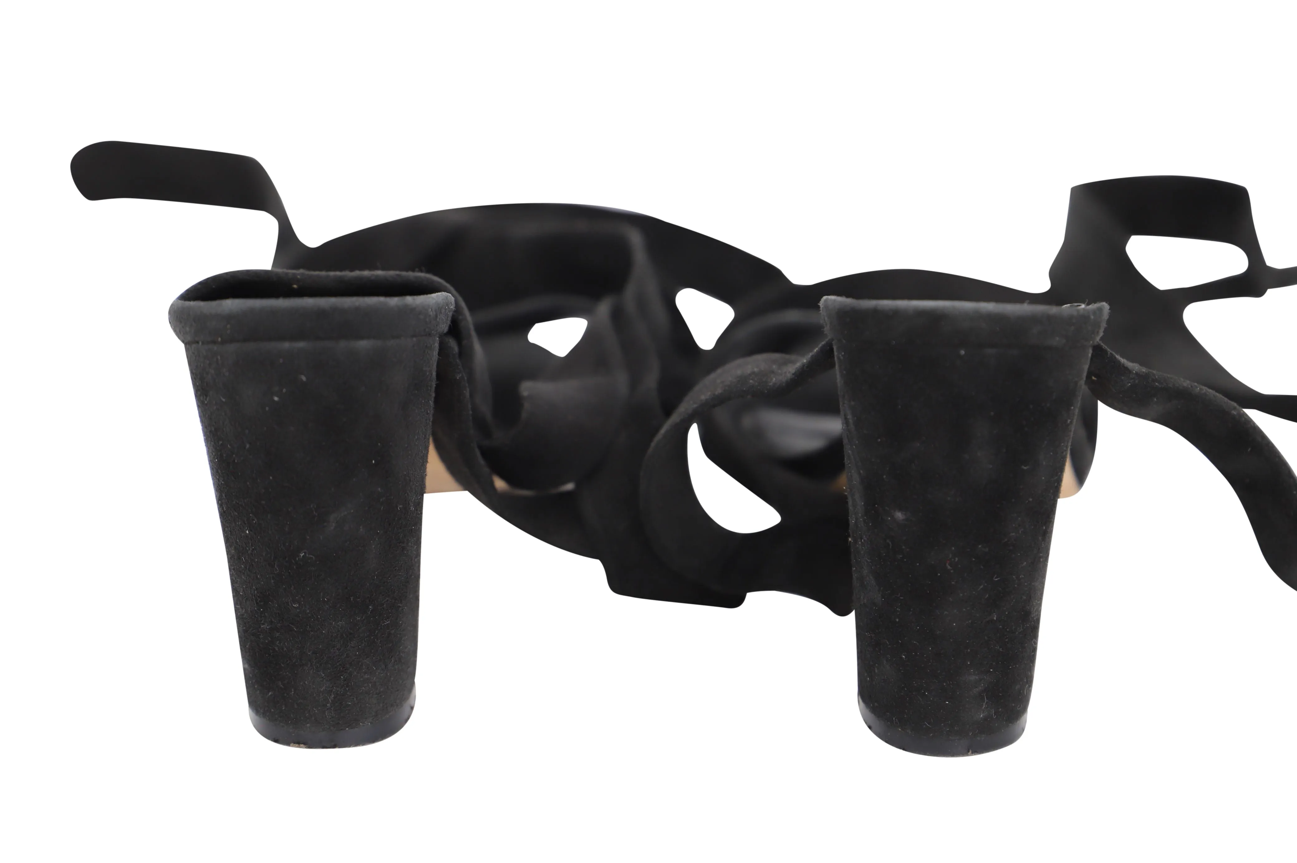 Manolo Blahnik Tondala Ankle Wrap Heels in Black Suede