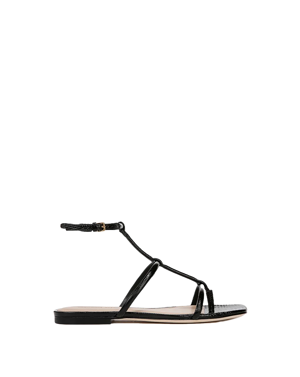 Marbella Lizard-Embossed Sandal