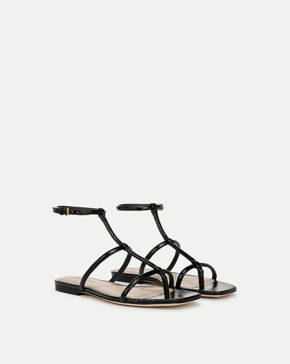 Marbella Lizard-Embossed Sandal