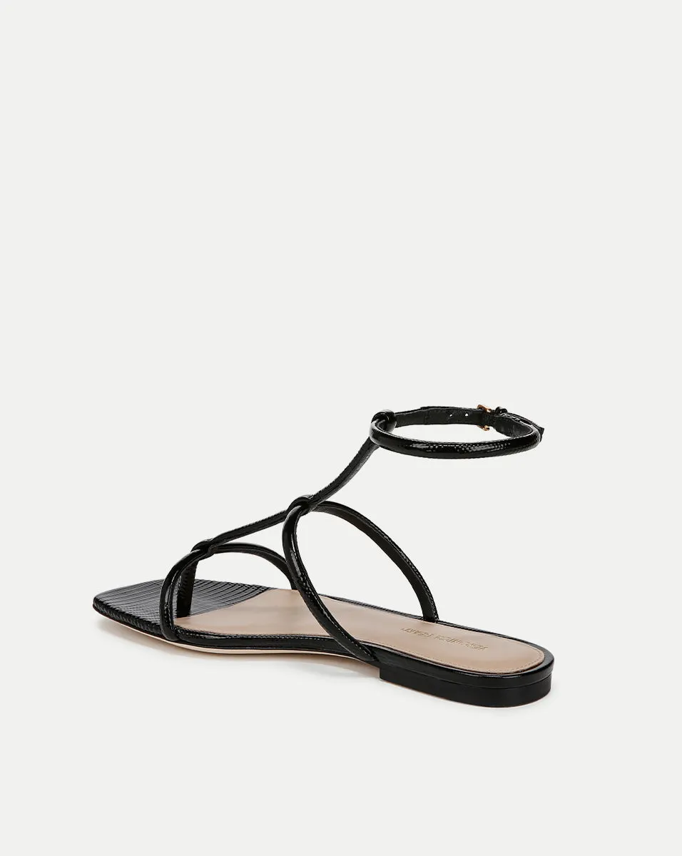 Marbella Lizard-Embossed Sandal