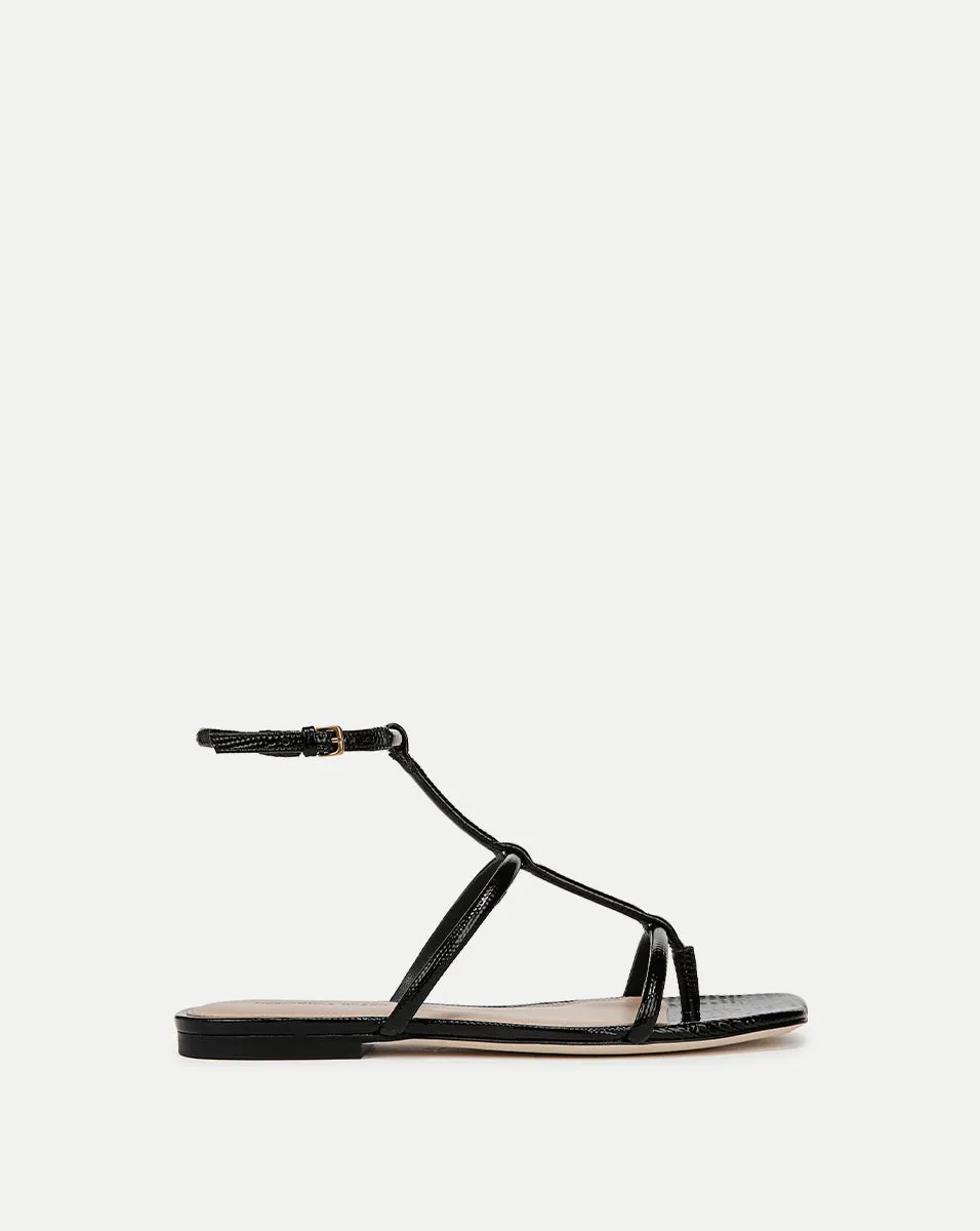 Marbella Lizard-Embossed Sandal