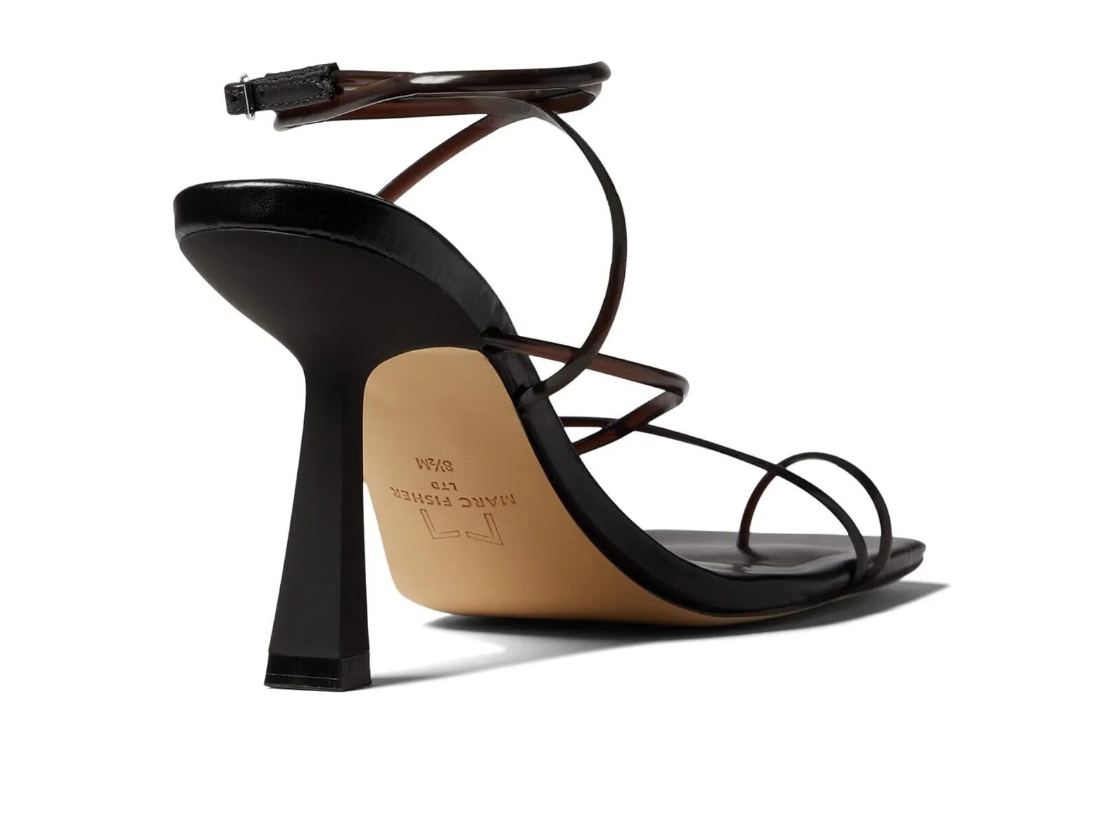 Marc Fisher Dariana Sandals Women's US 6 Black Ankle Strap Spool Heel KHD266