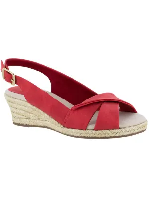 Maureen Womens Faux Leather Slingback Wedge Sandals
