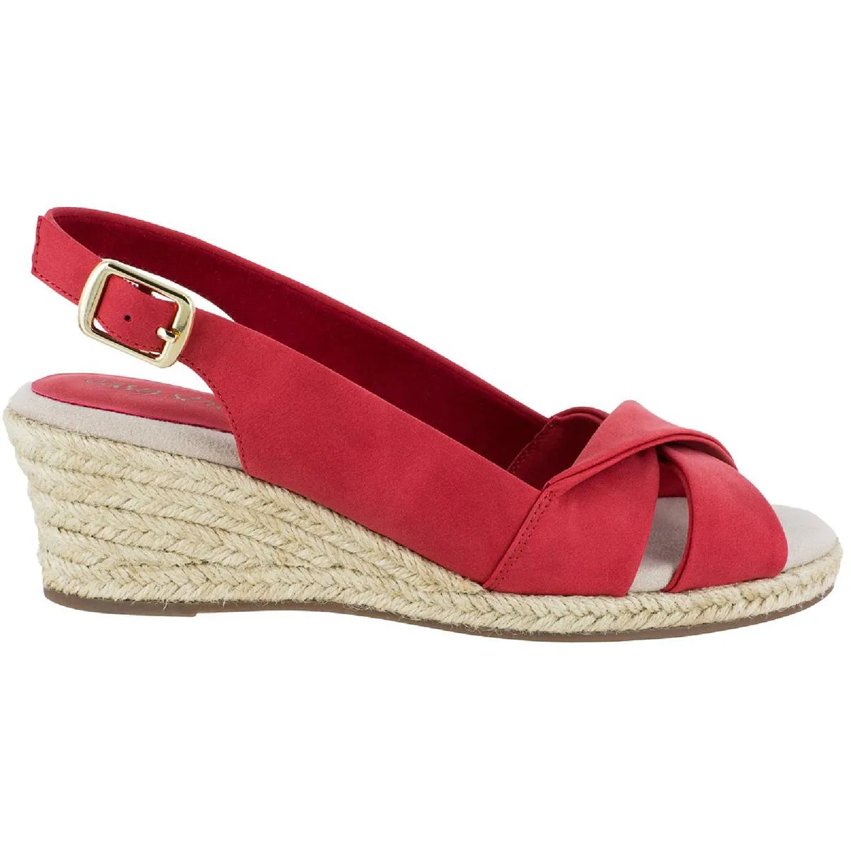 Maureen Womens Faux Leather Slingback Wedge Sandals