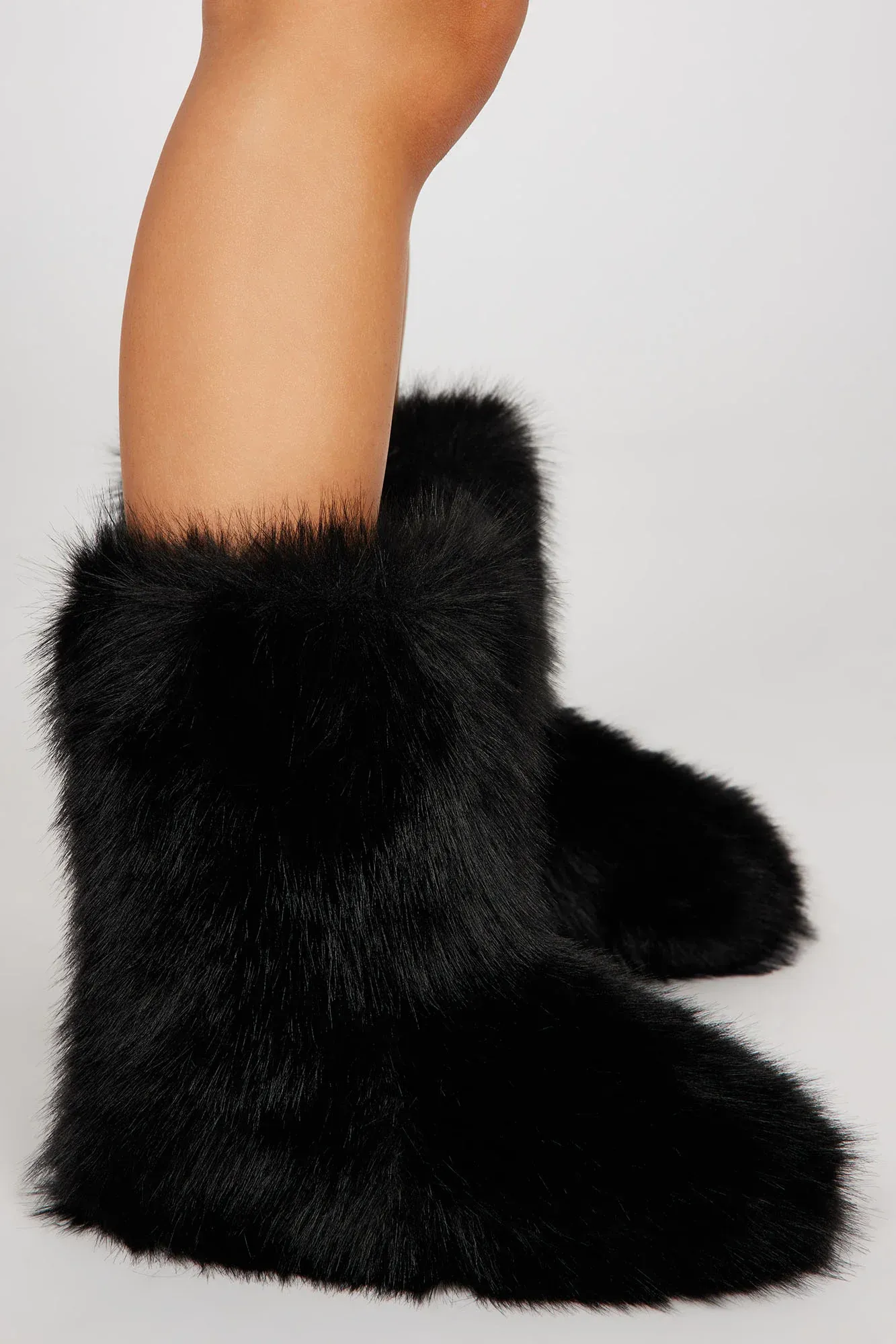 MELANIE21 - BLACK FUR BOOTS