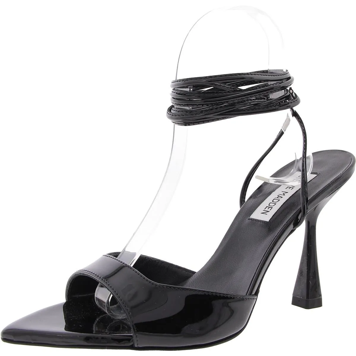 MELINA Womens Lace-Up Patent Leather Heels