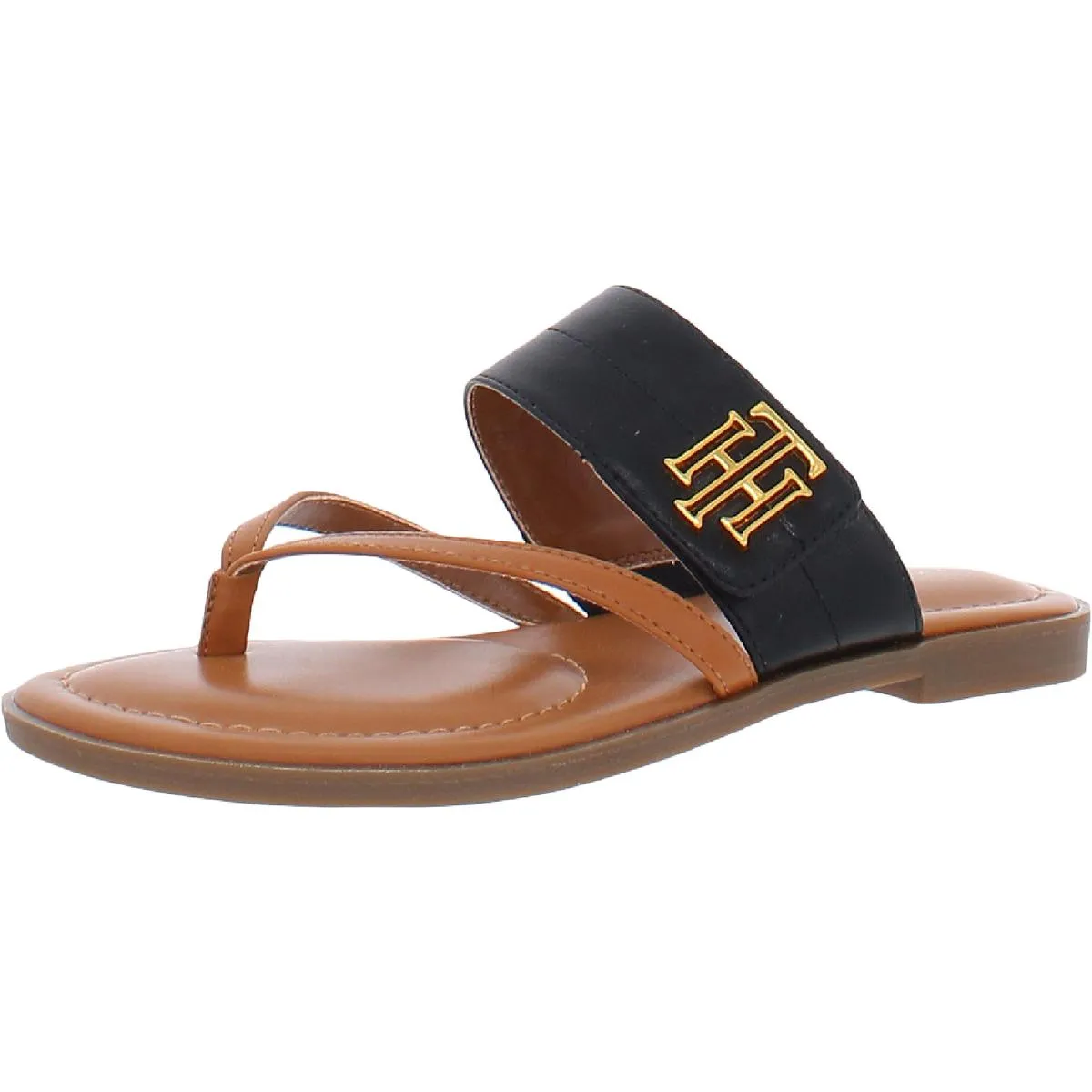 Meriem Womens Logo Thong Flat Sandals