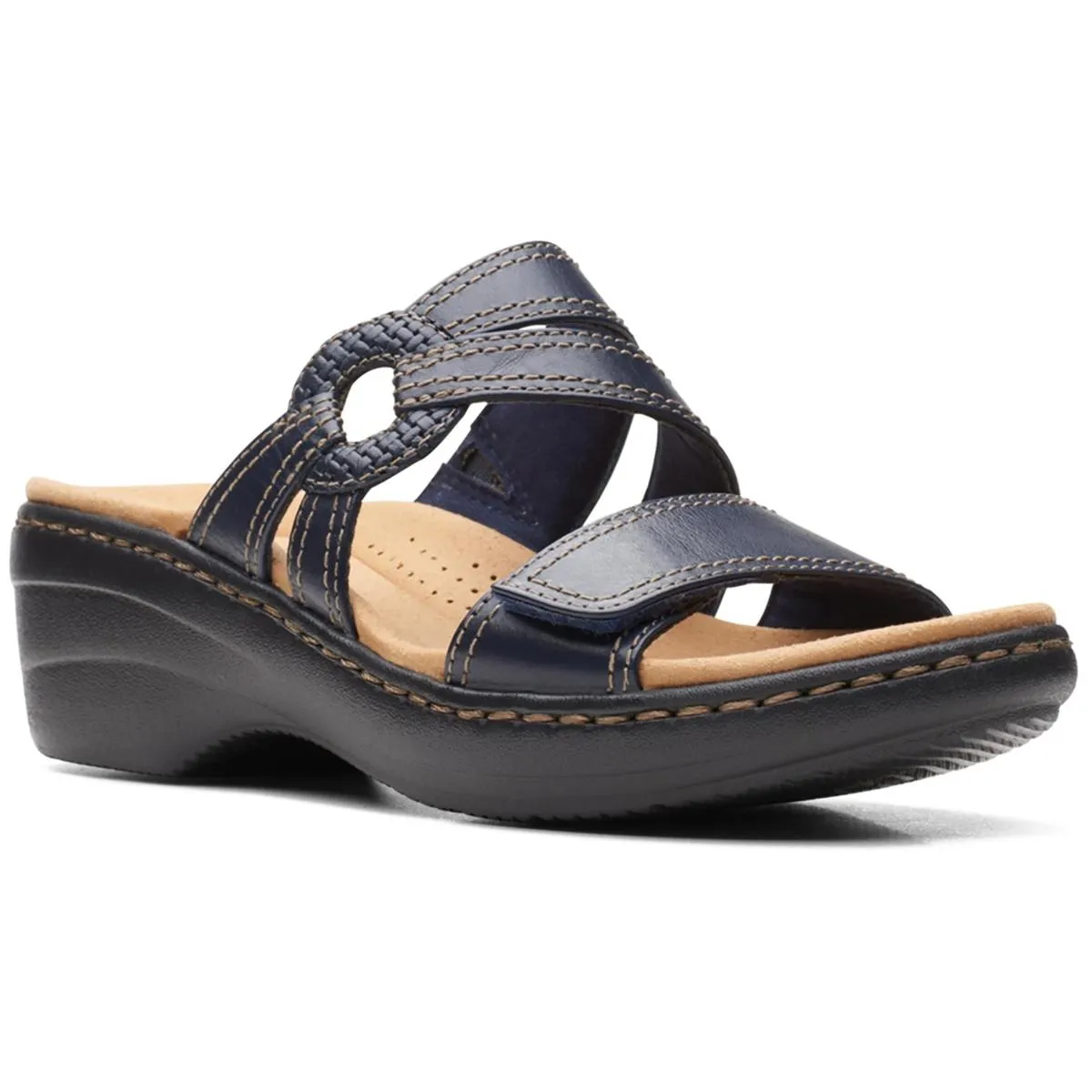 Merliah Coral Womens Leather Slip On Wedge Sandals