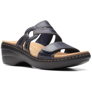 Merliah Coral Womens Leather Slip On Wedge Sandals