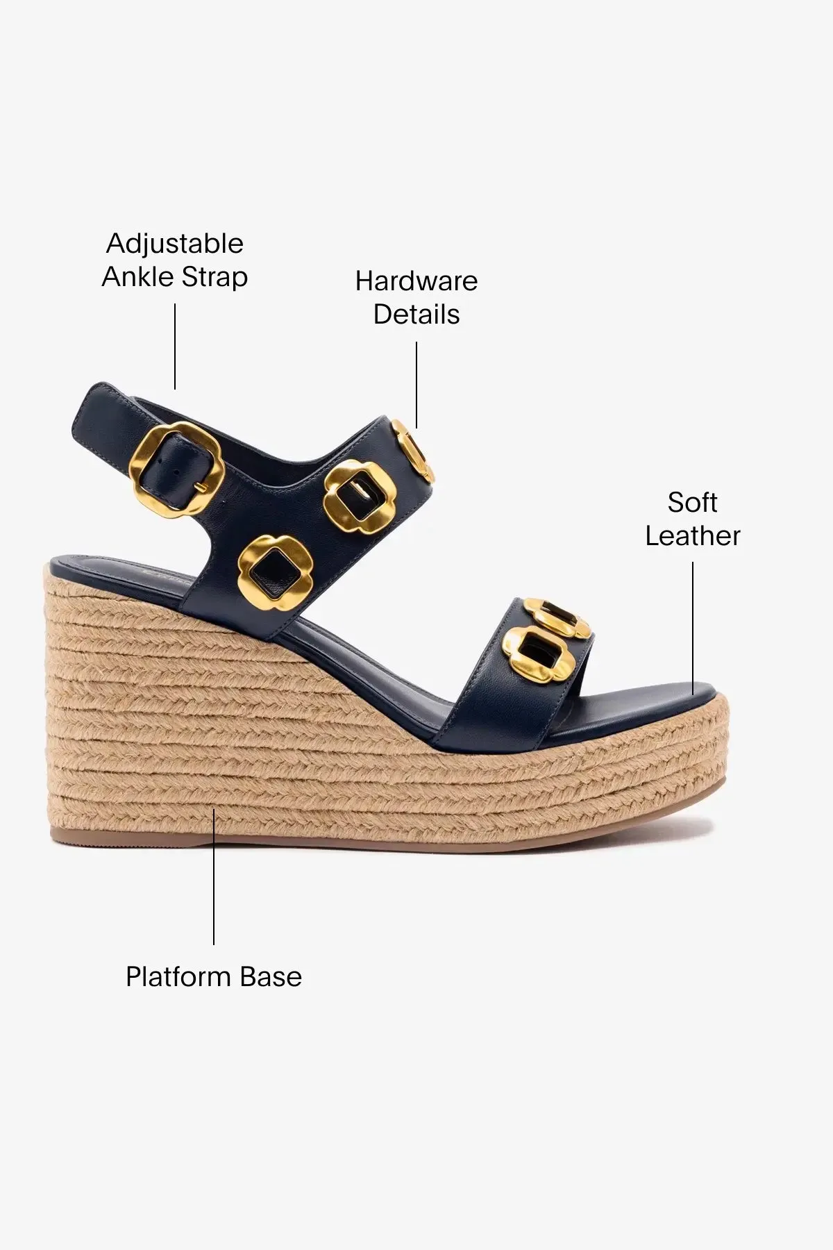 Milan Espadrille iin Navy Leather