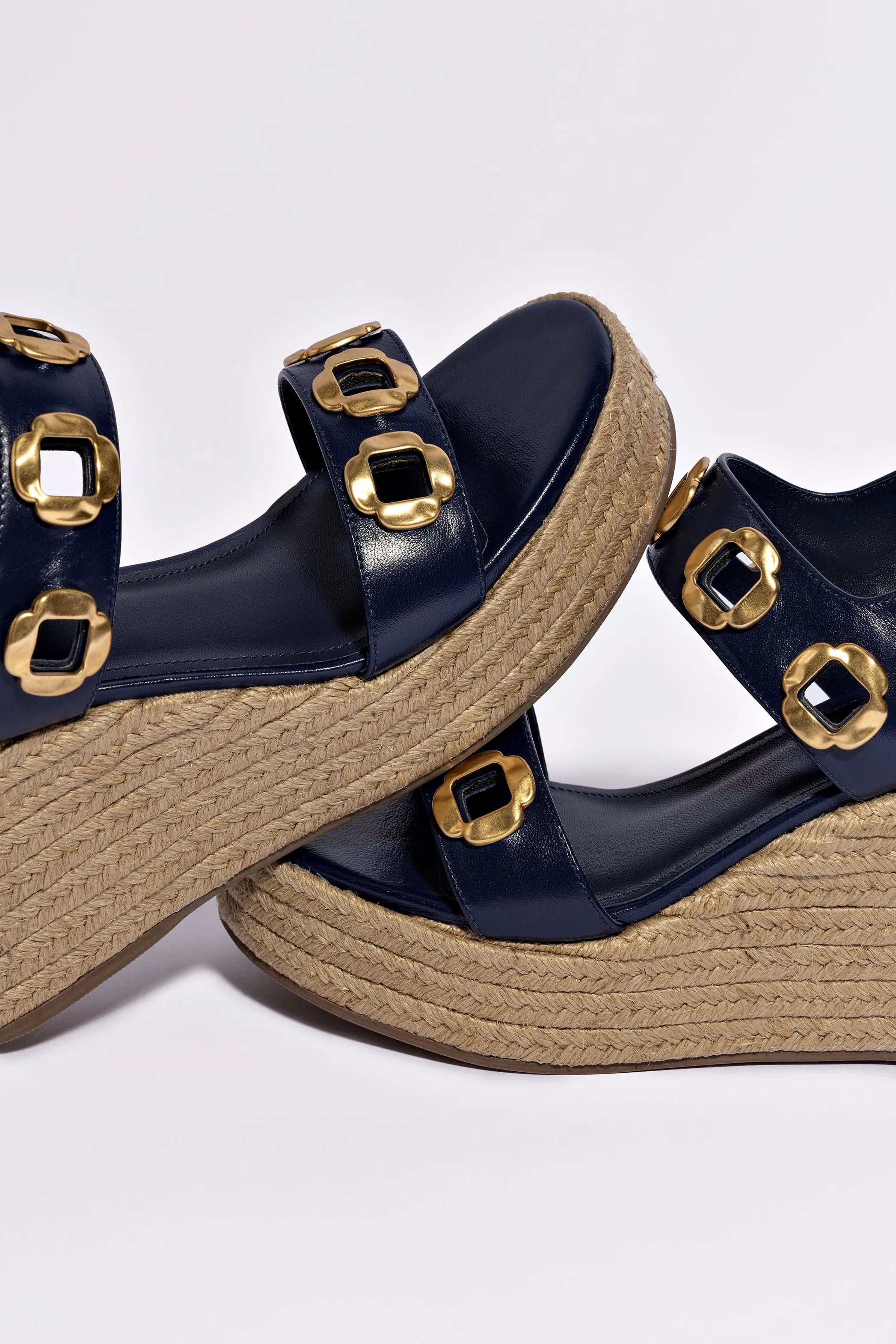 Milan Espadrille iin Navy Leather