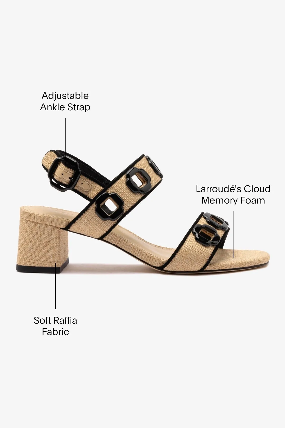 Milan Sandal In Beige Raffia and Black Trimming