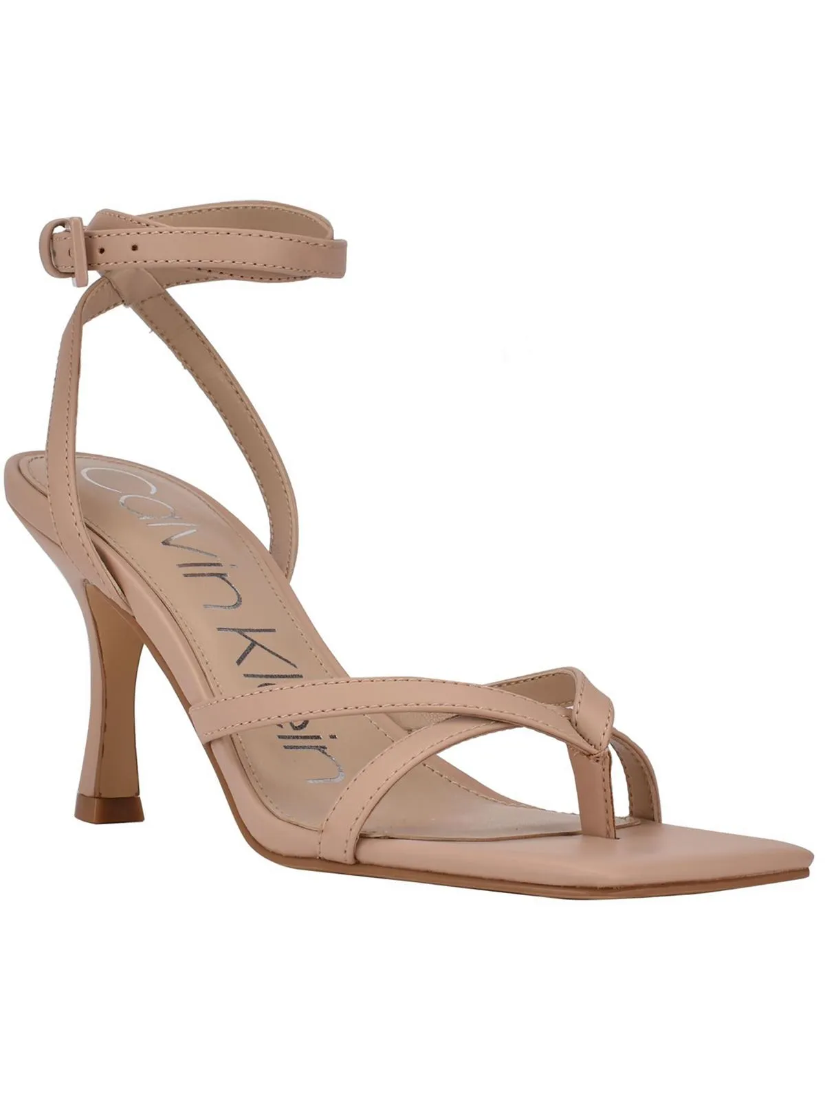 Montel Womens Faux Leather Square Toe Heels