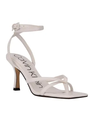 Montel Womens Faux Leather Square Toe Heels