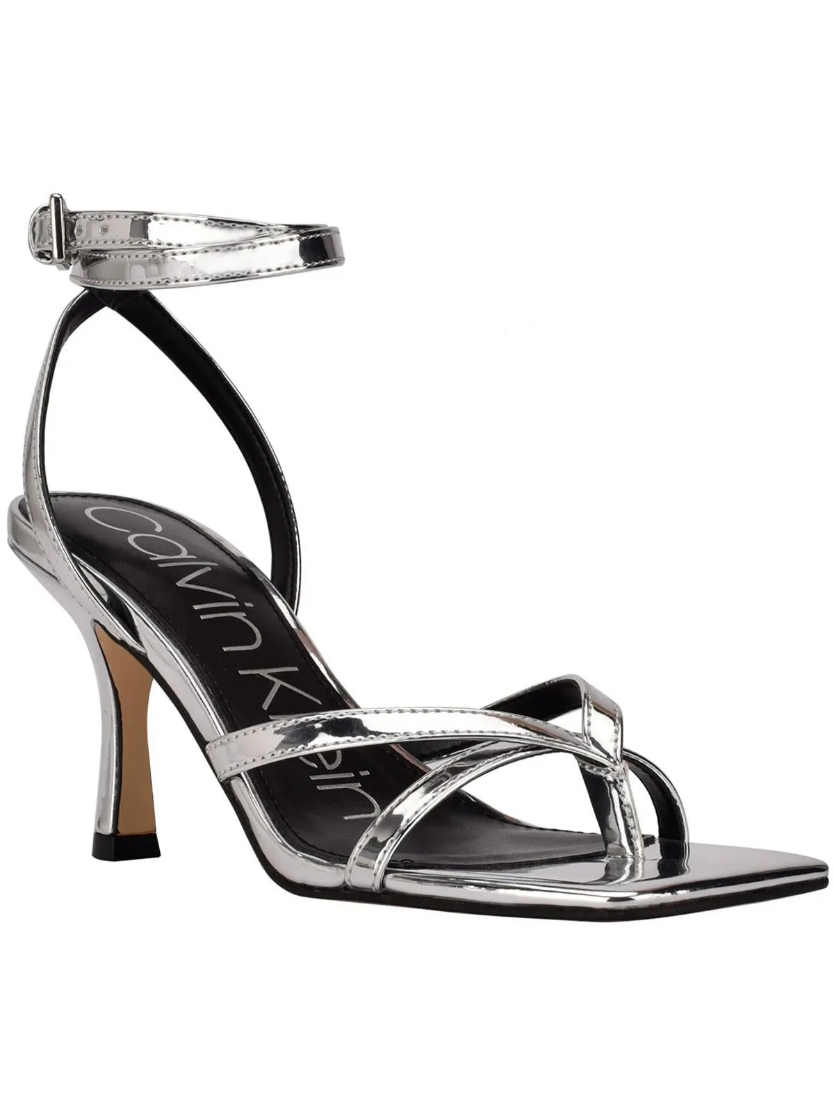 Montel Womens Faux Leather Square Toe Heels