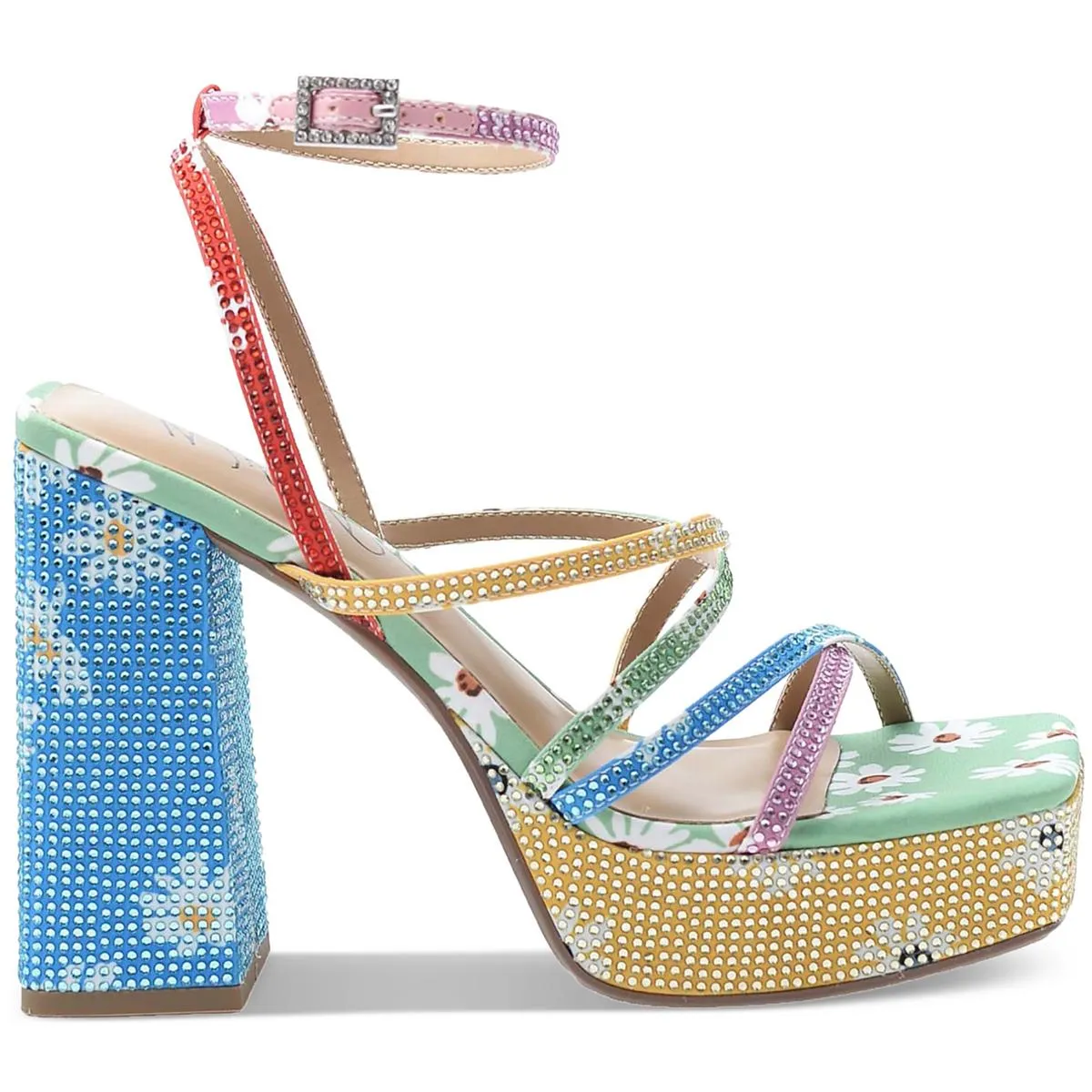 Muzef Womens Floral Strappy Platform Sandals