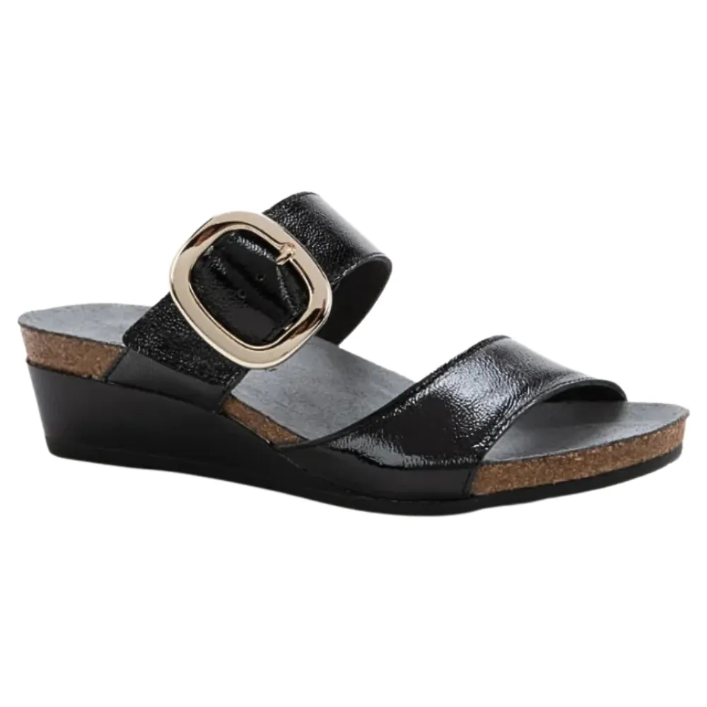 Naot Magic Black Crinkle Patent Leather Sandal (Women's)
