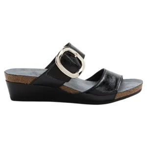 Naot Magic Black Crinkle Patent Leather Sandal (Women's)