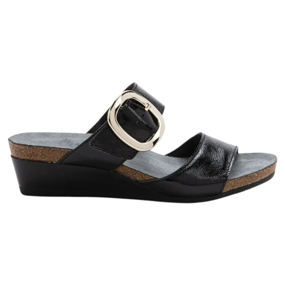 Naot Magic Black Crinkle Patent Leather Sandal (Women's)