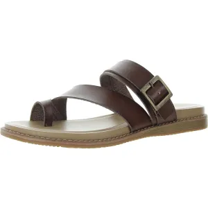 Nat Womens Buckle Faux Leather Slide Sandals