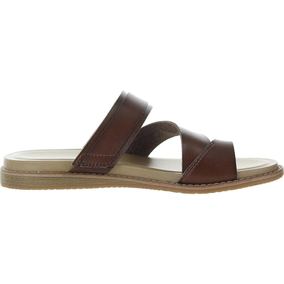 Nat Womens Buckle Faux Leather Slide Sandals