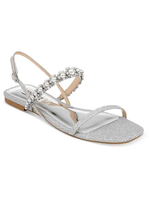 Natalee Womens Metallic Embellished Slingback Sandals