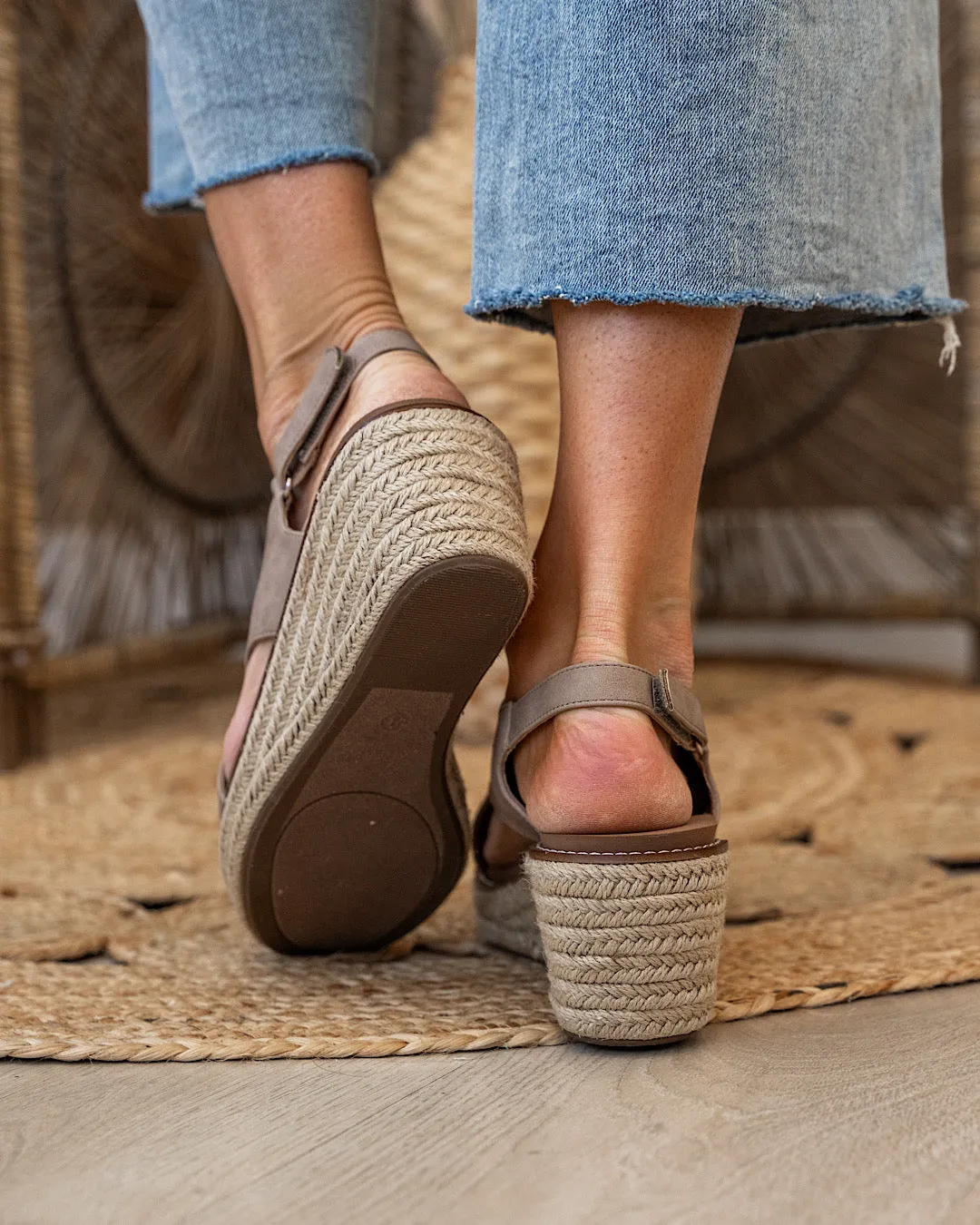 NEW! Corkys K Bye Wedge Sandals - Taupe