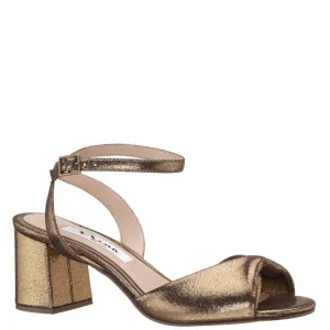 Nigelia Heel in Bronze Reflective Suedette