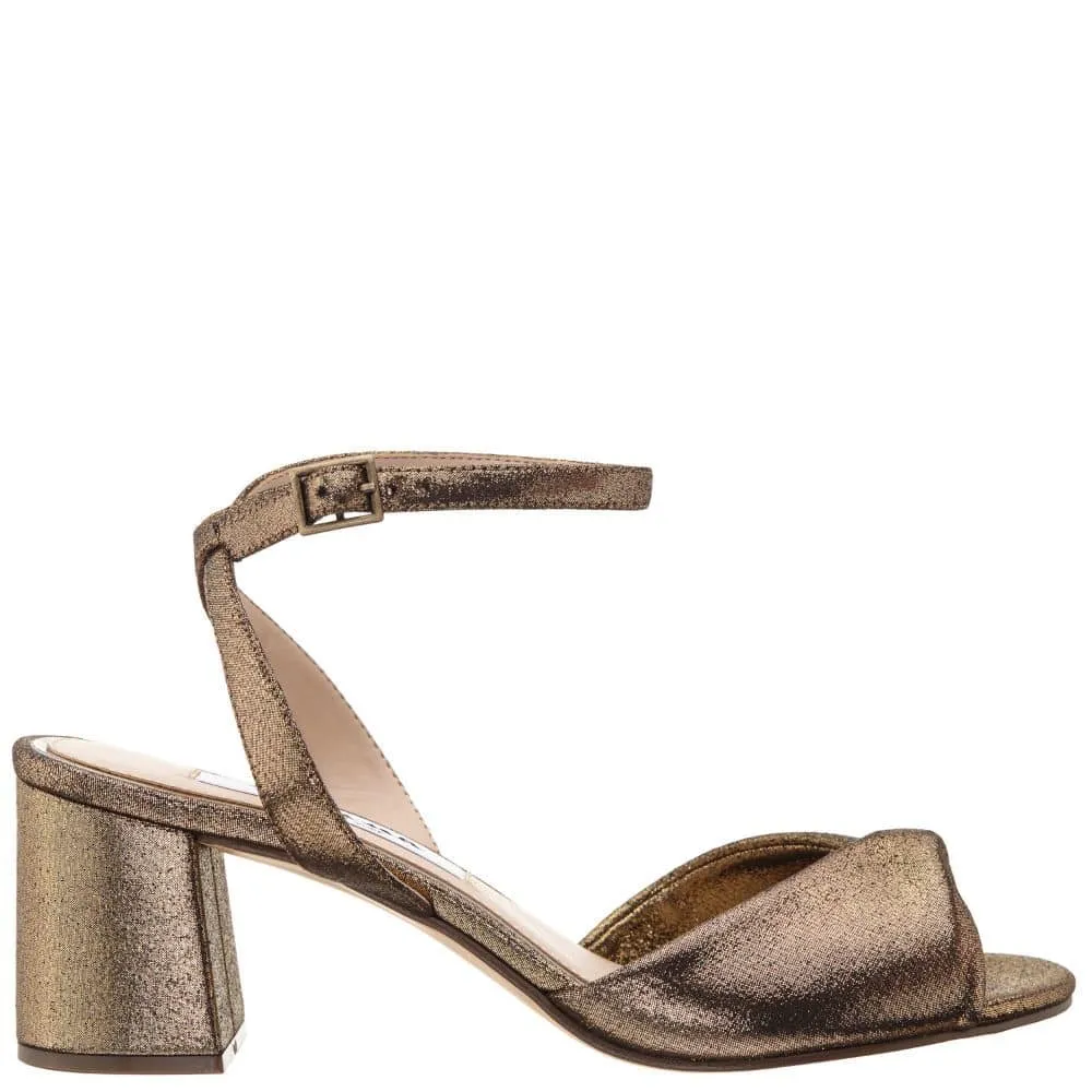Nigelia Heel in Bronze Reflective Suedette
