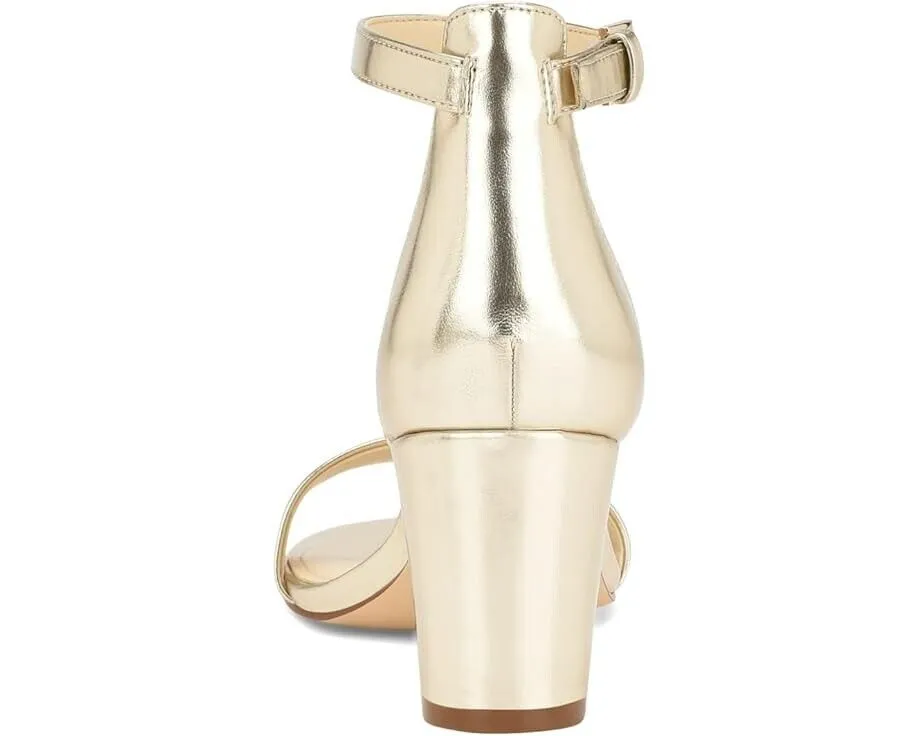 Nine West Pruce 3 Sandals Womens US 6.5 Platino Faux Leather Ankle Strap ZPO1248
