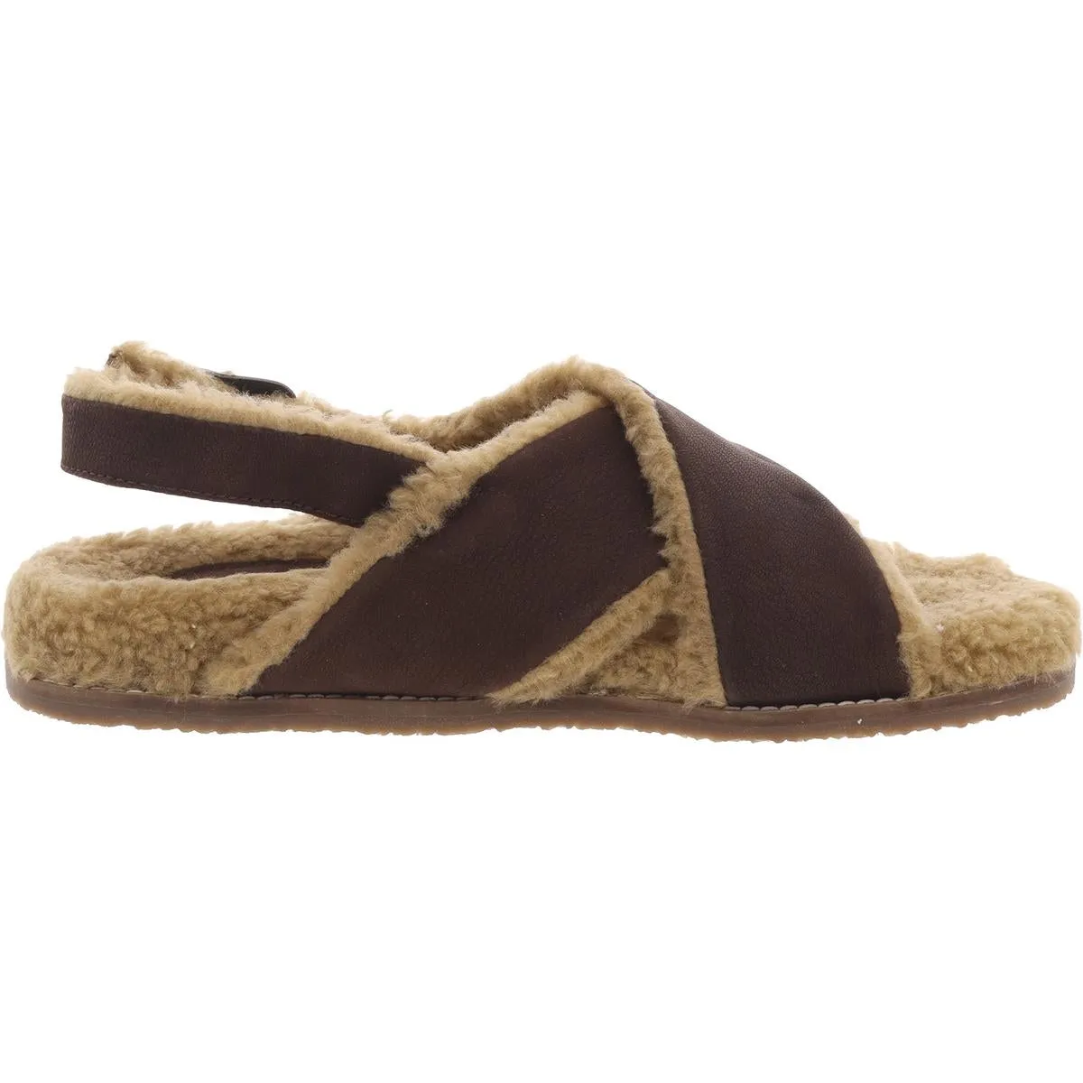 No Such Thing Womens Faux Fur Lined Nubuck Slingback Sandals