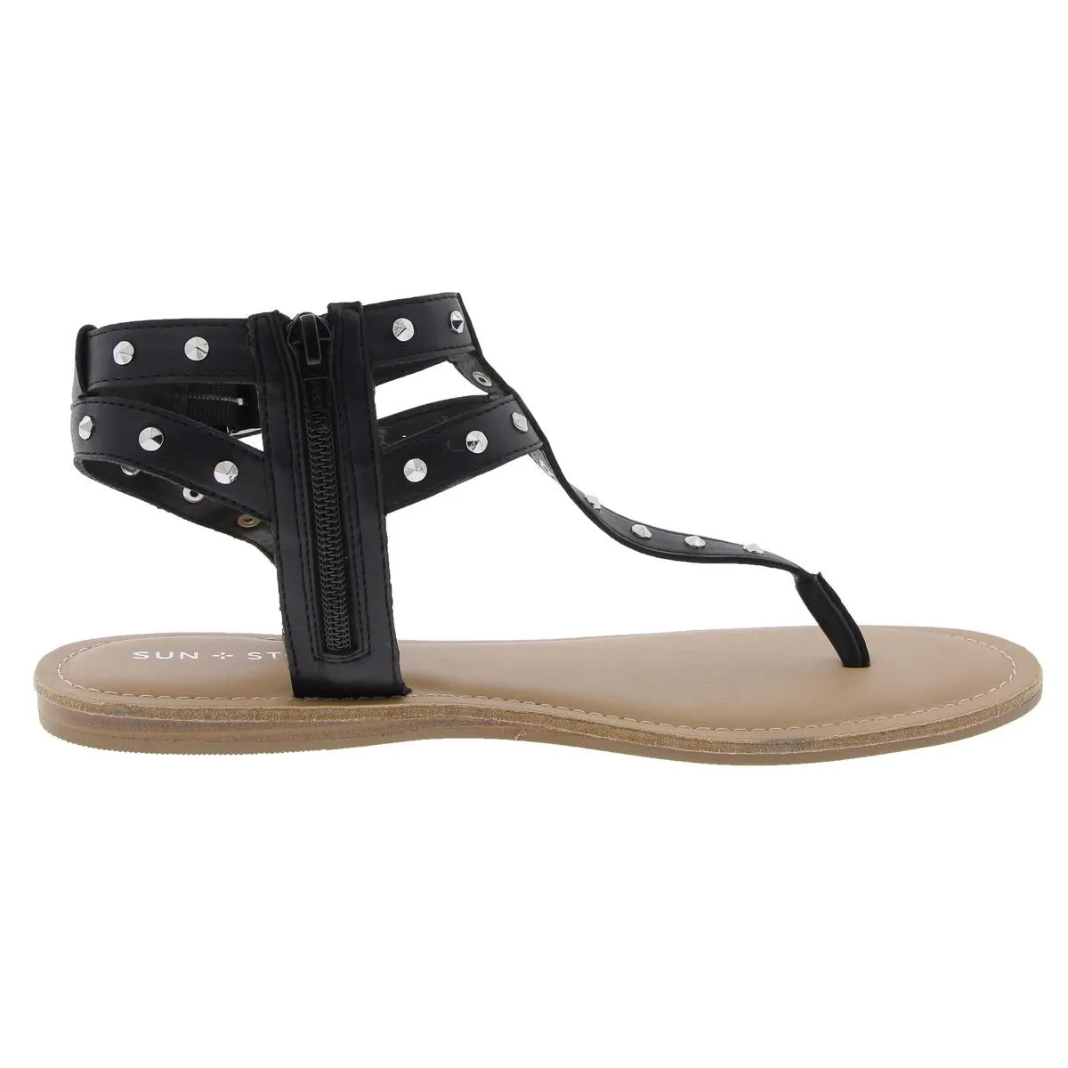 Olindaa Womens Zipper Faux Leather Gladiator Sandals