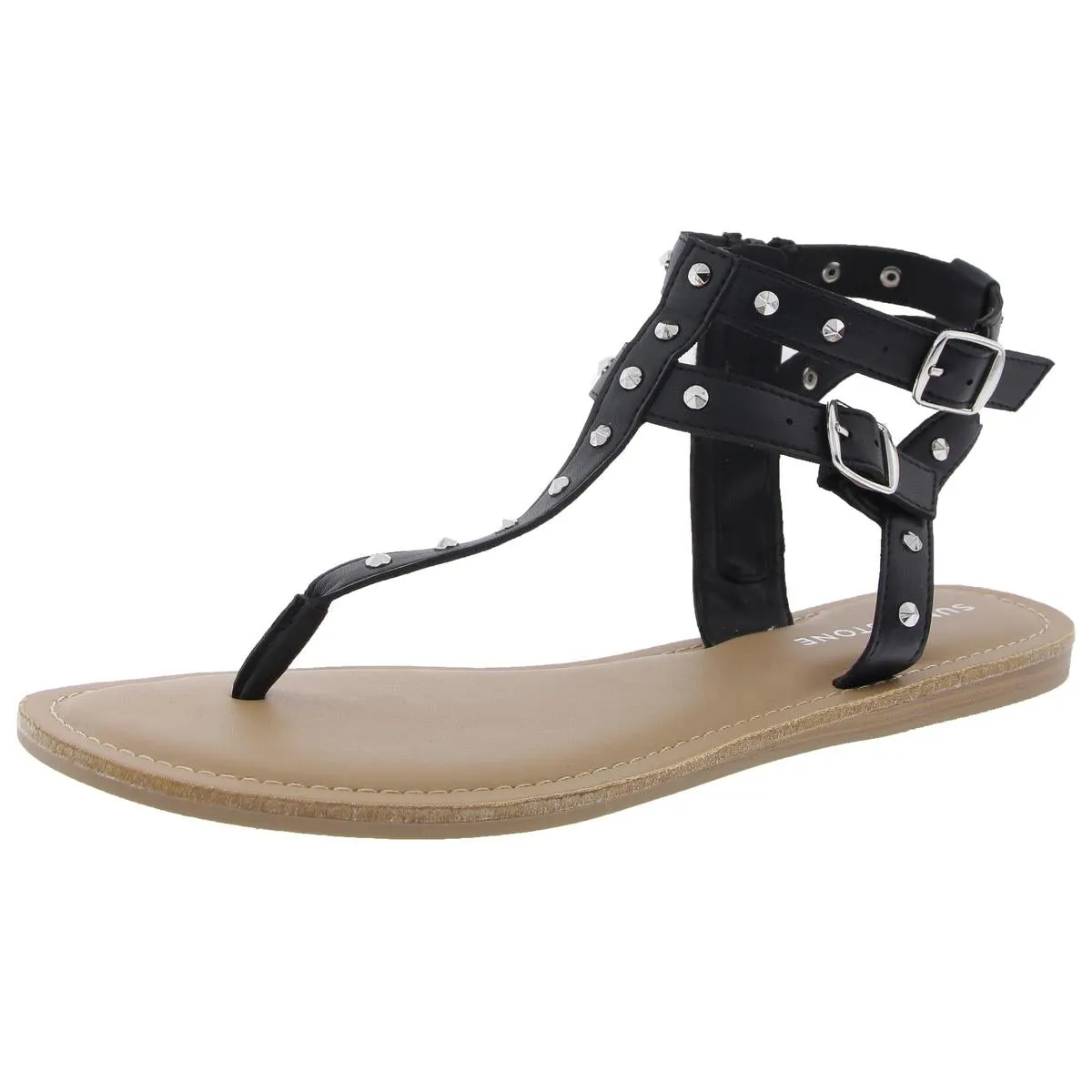 Olindaa Womens Zipper Faux Leather Gladiator Sandals