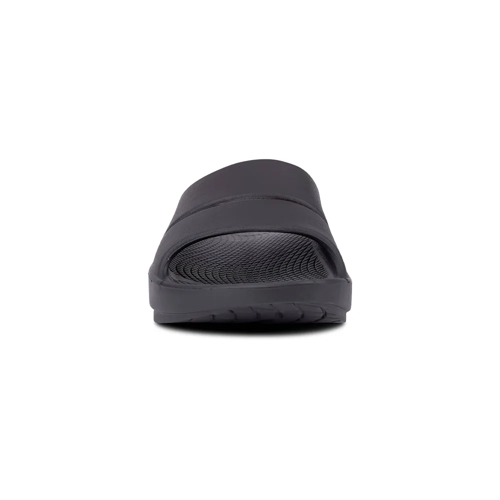 OOFOS OOahh Black Slide Sandal (Unisex)