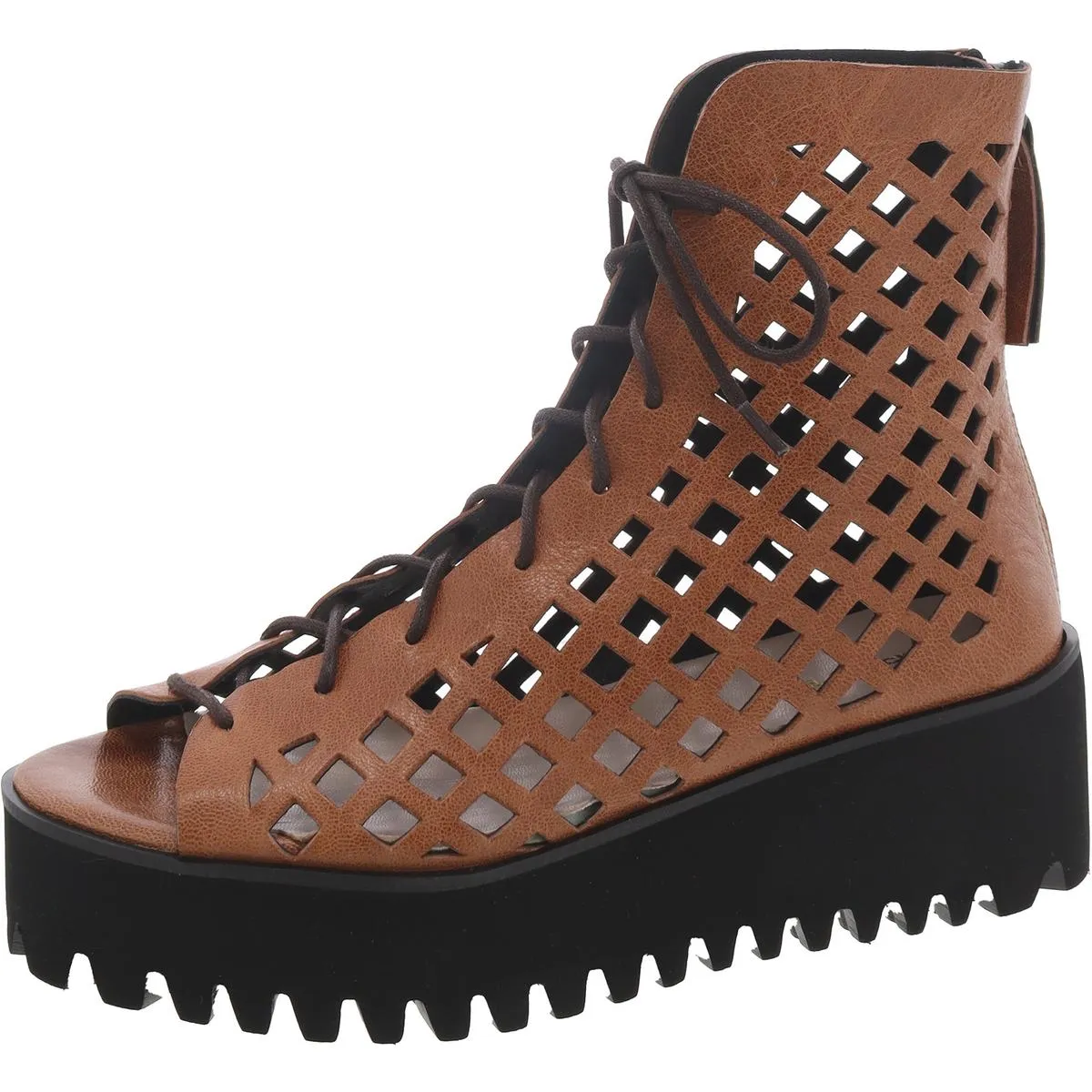 OT Perf Flatform Camper Womens Leather Lace-Up Gladiator Sandals