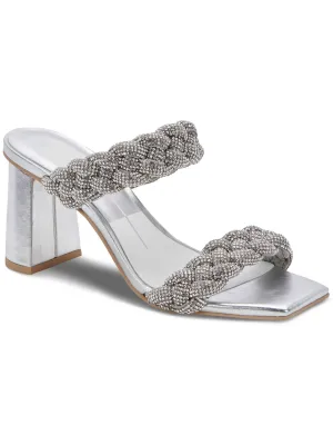 Paily Rhinestone Womens Embellished Manmade Block Heel