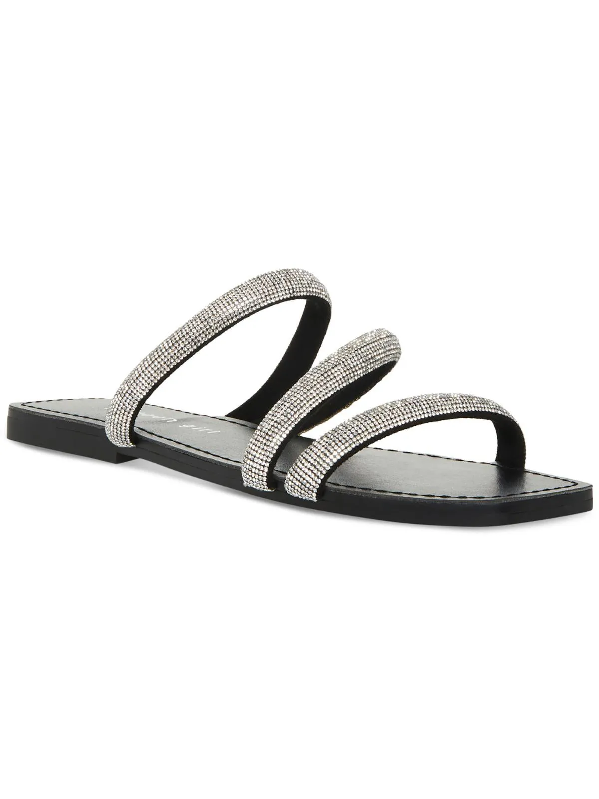 PARFAIT Womens Rhinestones Slip-On Slide Sandals