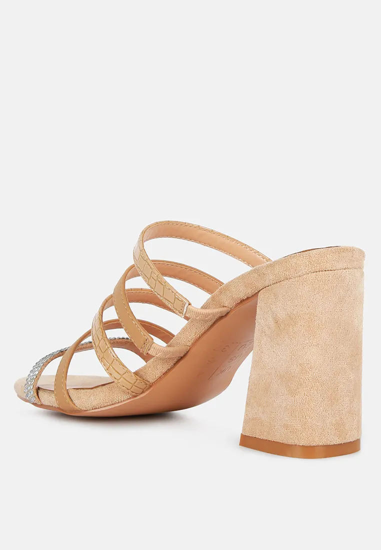 peaches multi strap rhinestone embellished sandals