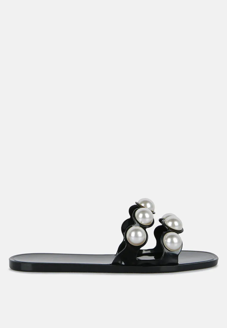 pearla faux pearl detail jelly flats