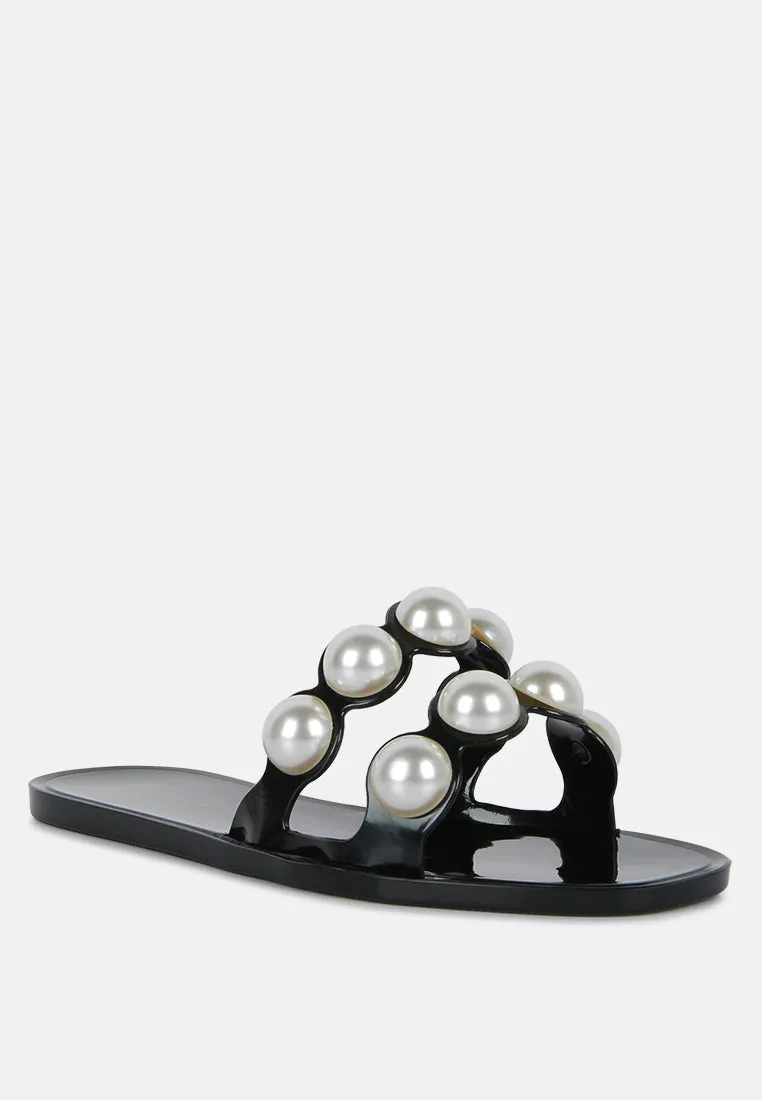 pearla faux pearl detail jelly flats
