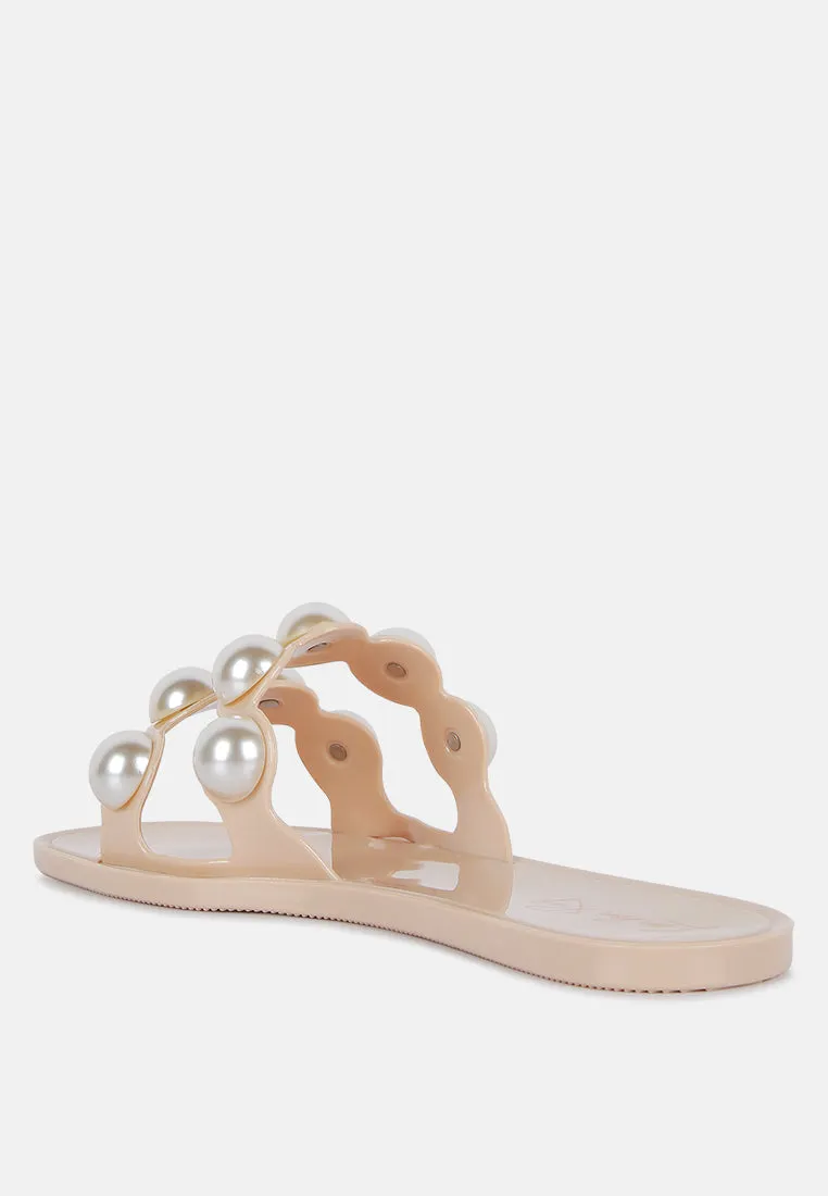 pearla faux pearl detail jelly flats